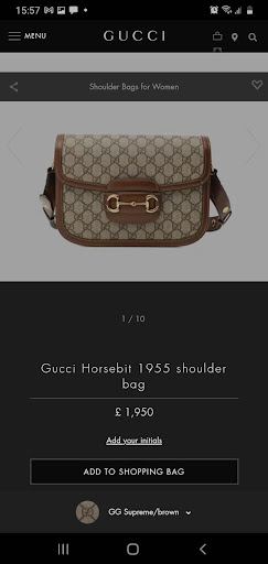 Gucci's use of the "Add to Cart" button.